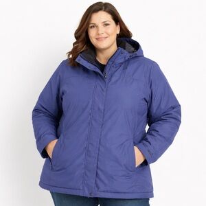 L.L. Bean Insulated Waterproof Winter Jacket Blue Hooded Womens 3X Pockets